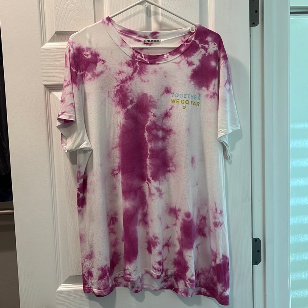 Peloton pink tie dye shirt